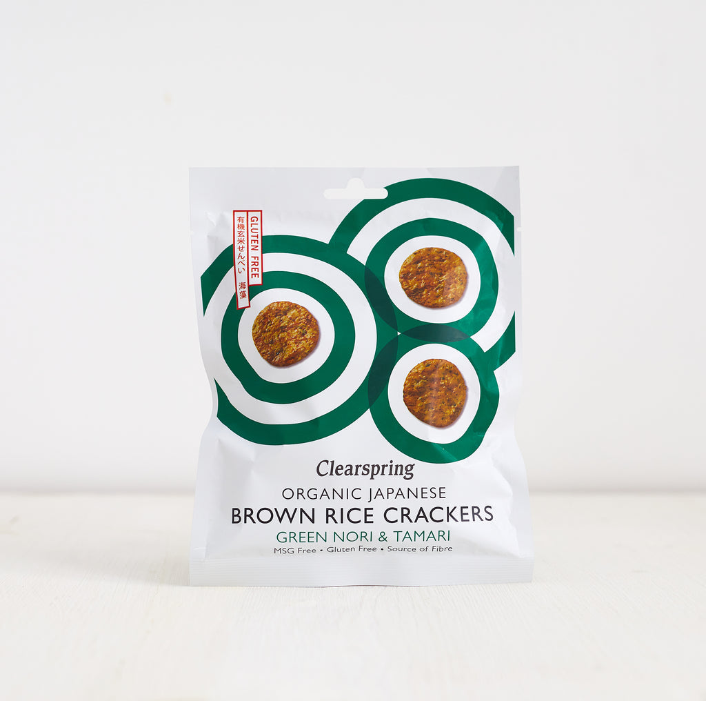 Clearspring Brown Rice Crackers Tamari & Green Nori 40g
