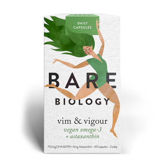 Bare Biology Vim & Vigour Vegan Omega 3 + Astaxanthin 60 caps