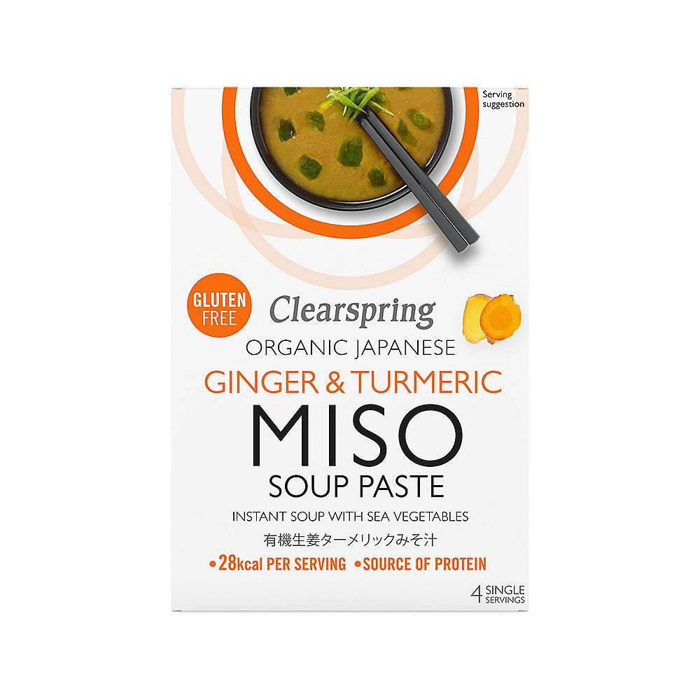 Clearspring Japanese Ginger & Turmeric Instant Miso Soup Paste with Sea Vegetables 4x15g