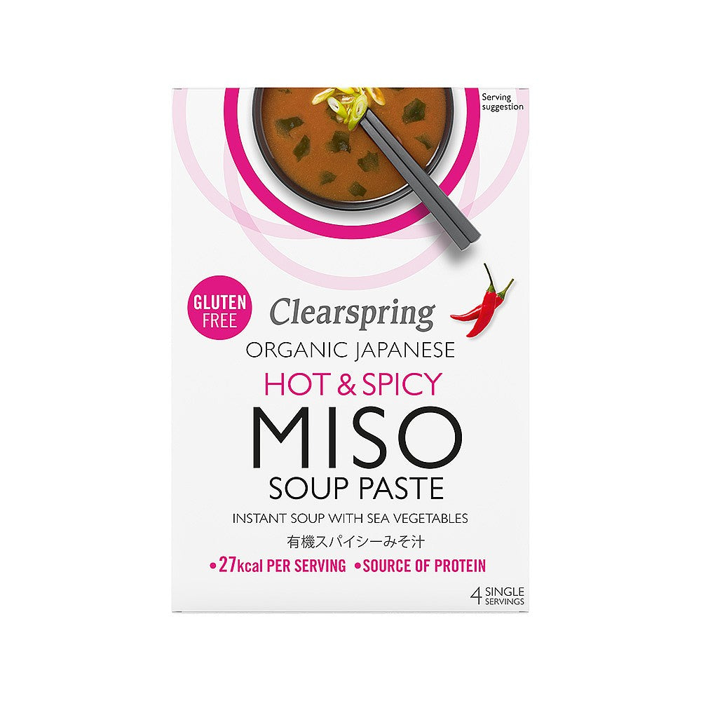 Clearspring Japanese Hot & Spicy Instant Miso Soup Paste with Sea Vegetables 4x15g