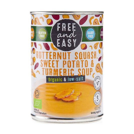 Free & Easy Low Salt Butternut Squash Sweet Potato & Turmeric Soup 400g