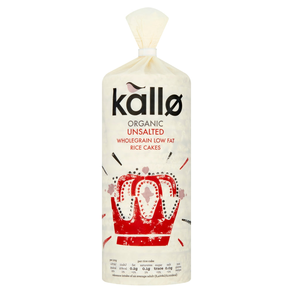 Kallo Rice Cake Range Kallo Unsalted Wholegrain Rice Cakes 130g | Planet Organic