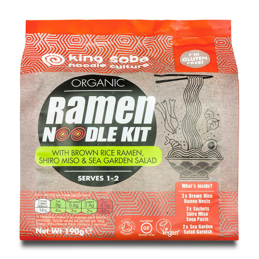 King Soba Ramen Noodle Kit with Brown Rice Ramen, Shiro Miso & Sea Garden Salad 190g