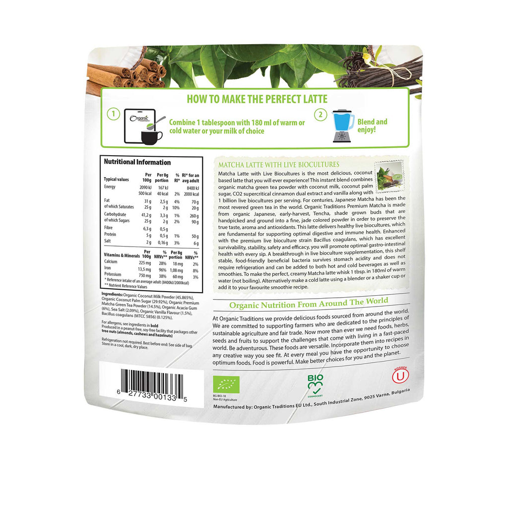 Organic Traditions Matcha Latte with Live Biocultures 150g