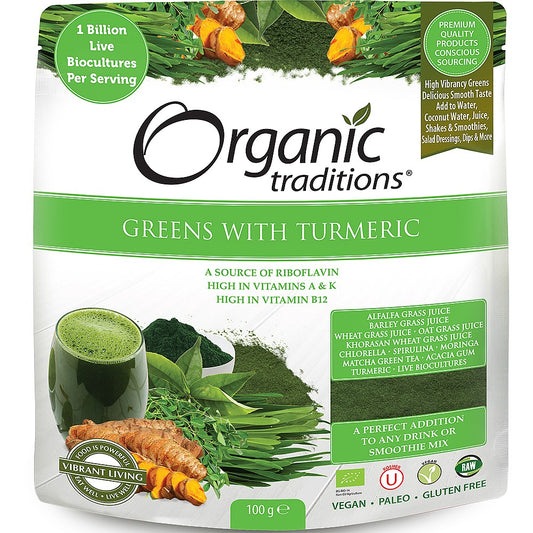 Organic Traditions Probiotic Super Greens Blend 100g