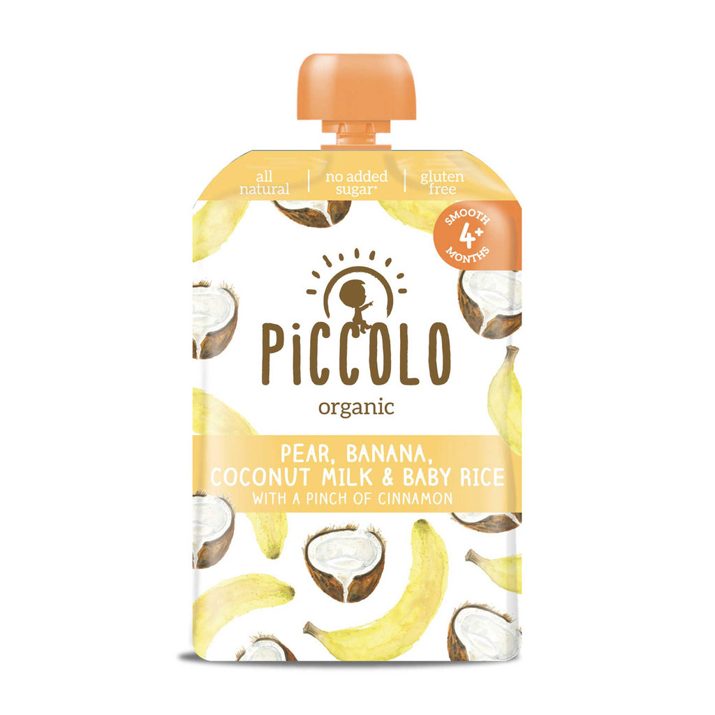 Piccolo Pear, Banana, Coconut Milk &amp; Baby Rice with a Pinch of Cinnamon (4+ Months) 100g