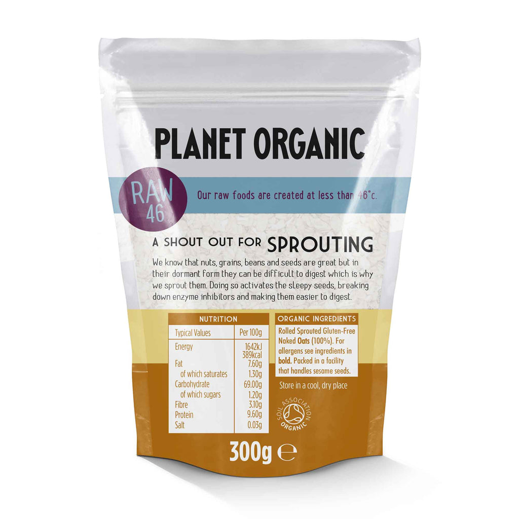 Planet Organic Sprouted Rolled Naked Oats 300g