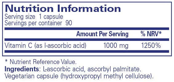 Pure Encapsulations Ascorbic Acid 90 caps