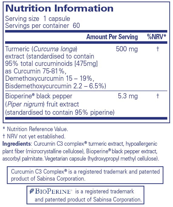 Pure Encapsulations Curcumin 500 with Bioperine 60