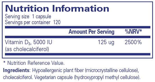 Pure Encapsulations Vitamin D3 5000 IU 120