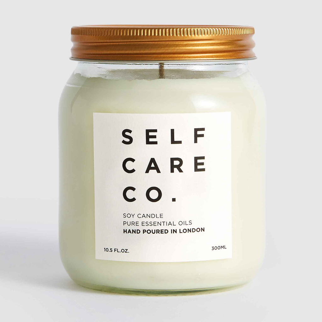 Self Care Co. Glass Jar Rose + Bergamot Soy Aromatherapy Candle 300g