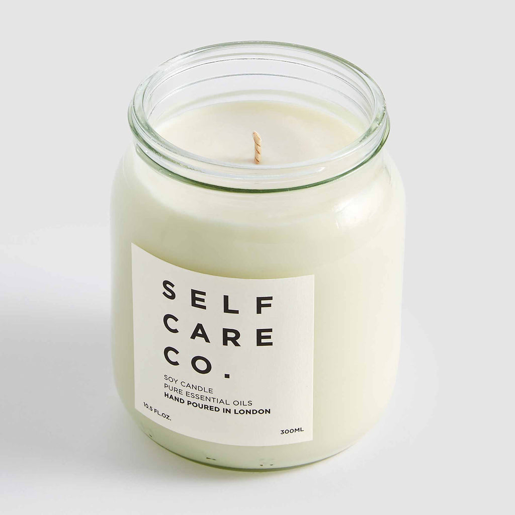 Self Care Co. Glass Jar Rose + Bergamot Soy Aromatherapy Candle 300g