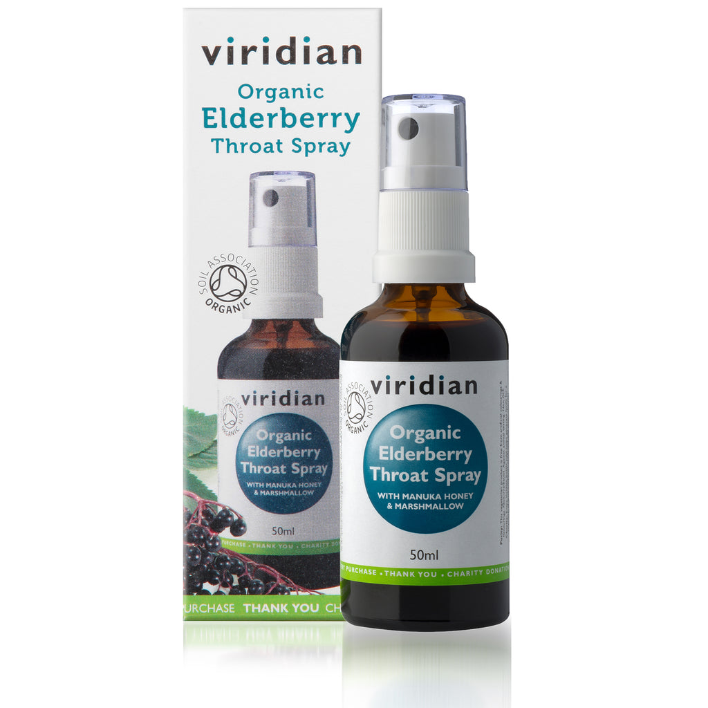 Viridian 100% Elderberry Throat Spray - Fresh Extracts With Manuka 50ml